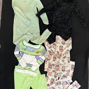 4 long-sleeve and pant pajama Sets Buzz Lightyear, Green, Stars and Popcorn 4T